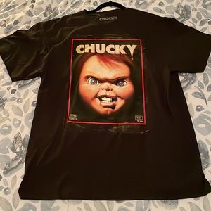 NWT OFFICIALLY LICENSED Chucky VHS Cover Child’s Play Graphic Tee T-Shirt Top